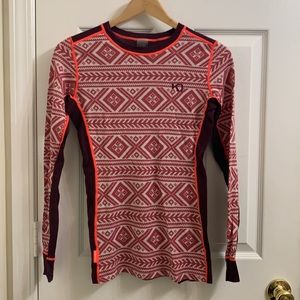 Kari Traa Crewneck Long Sleeve Base Layer Burgundy Orange Small